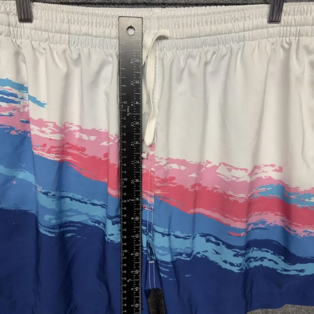 Chubbies Swim Shorts Mens 2XL White Blue Pink Brushstroke 5.5 Inseam Mesh Trunks